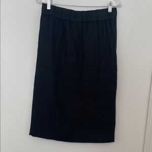 J. Crew Linen Black Pull On Midi Skirt size Small